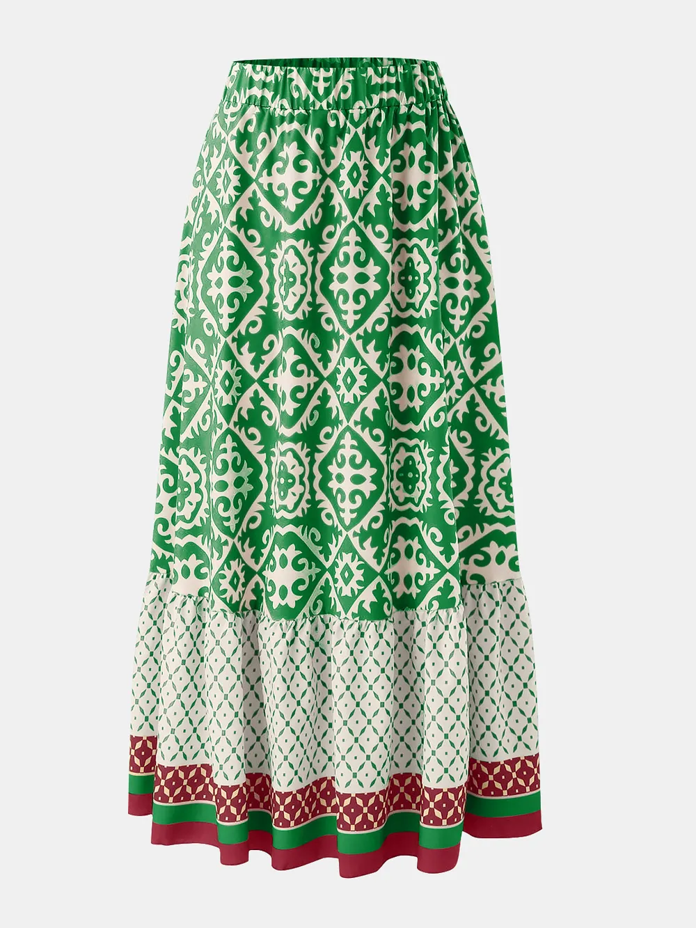 Geometric Elastic Waist Maxi Skirt, image 8
