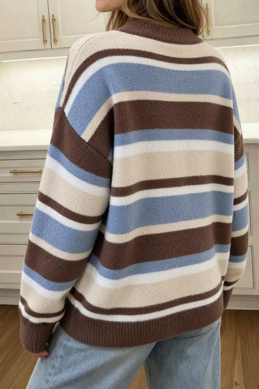 Striped Dropped Shoulder Sweater, image 2