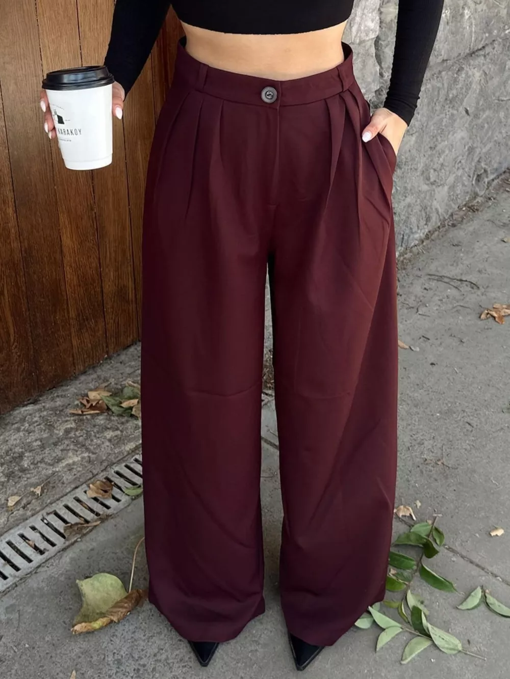 High-Waisted Pleated Wide-Leg Pants, image 6