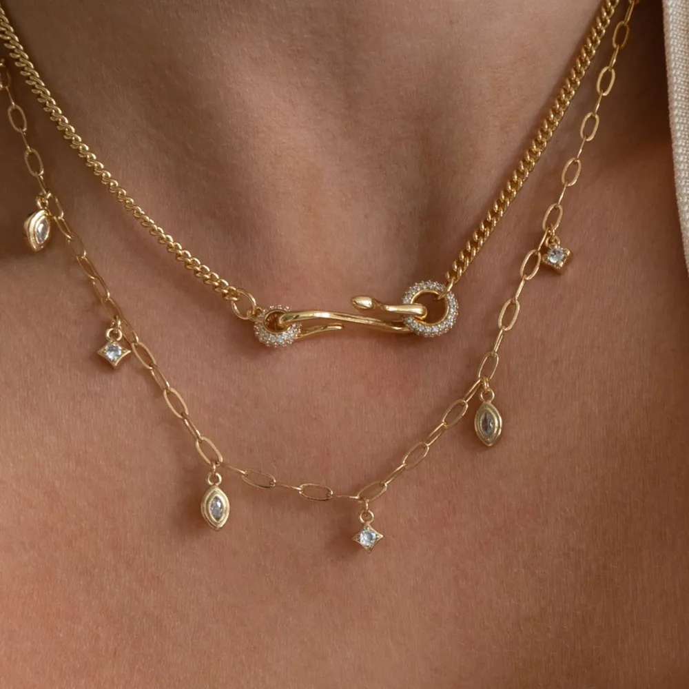 18K Gold-Plated Copper Inlaid Zircon Necklace, image 5
