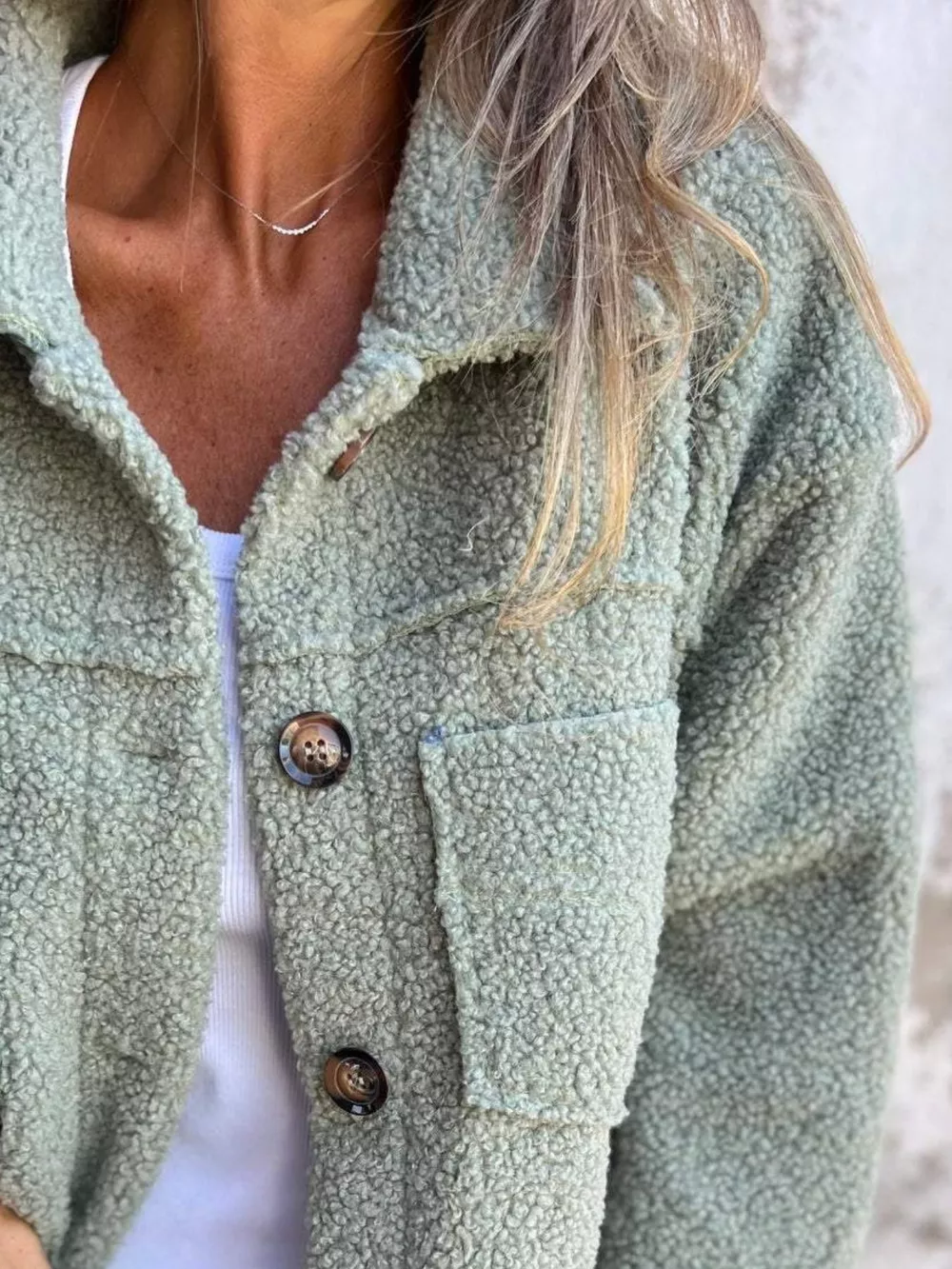 Full Size Single-Breasted Sherpa Shacket Plus Size, image 8