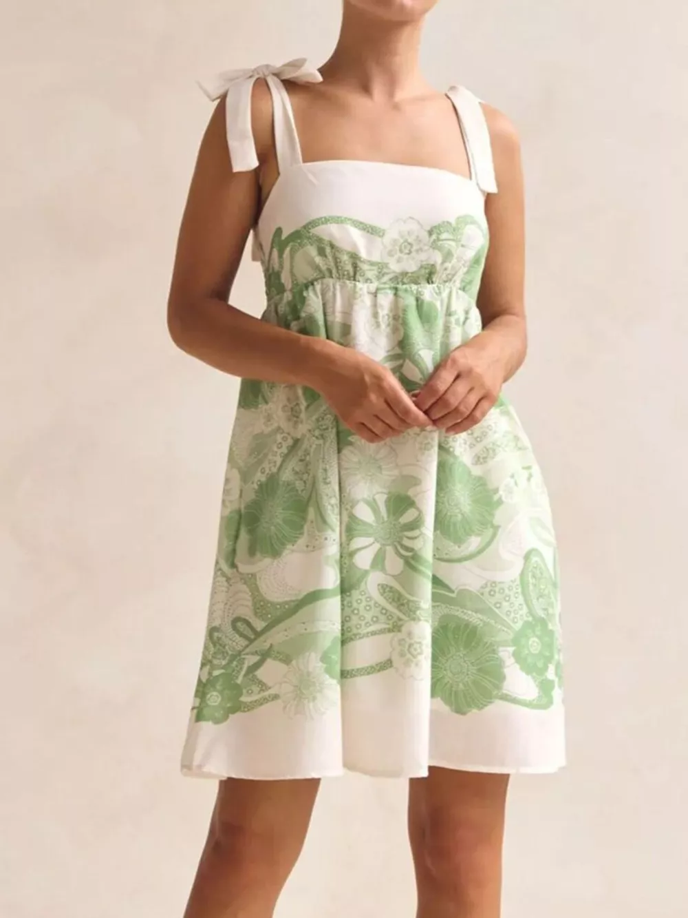 Printed Tie Shoulder Mini Dress, image 6