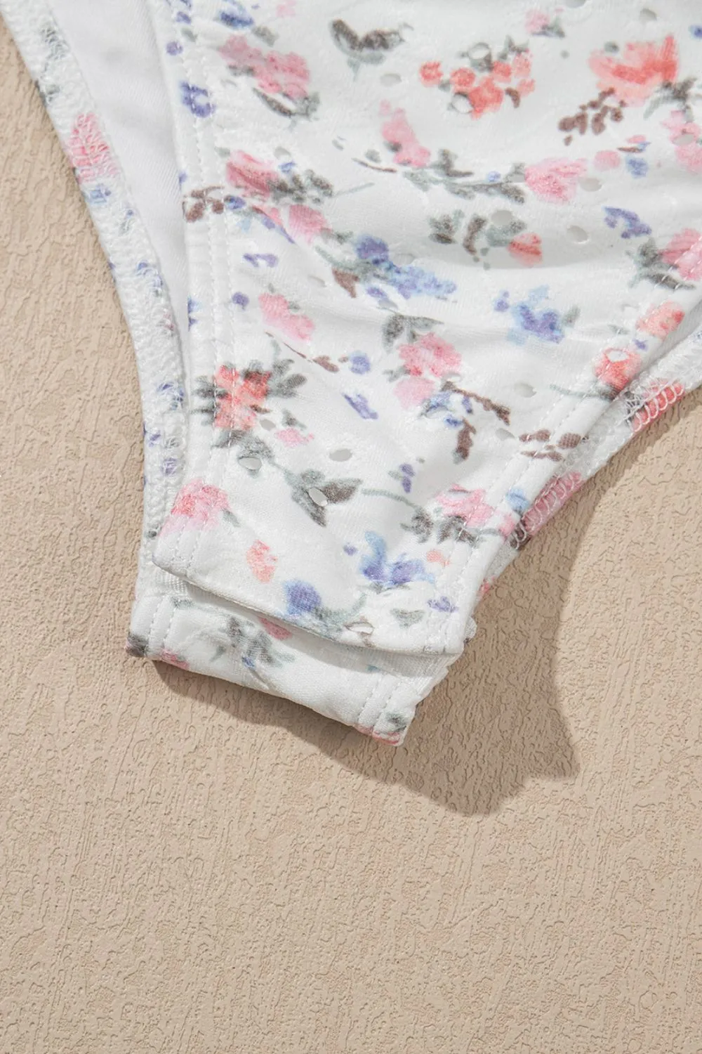 Floral Textured Square Neck Sleeveless Bodysuit, image 7
