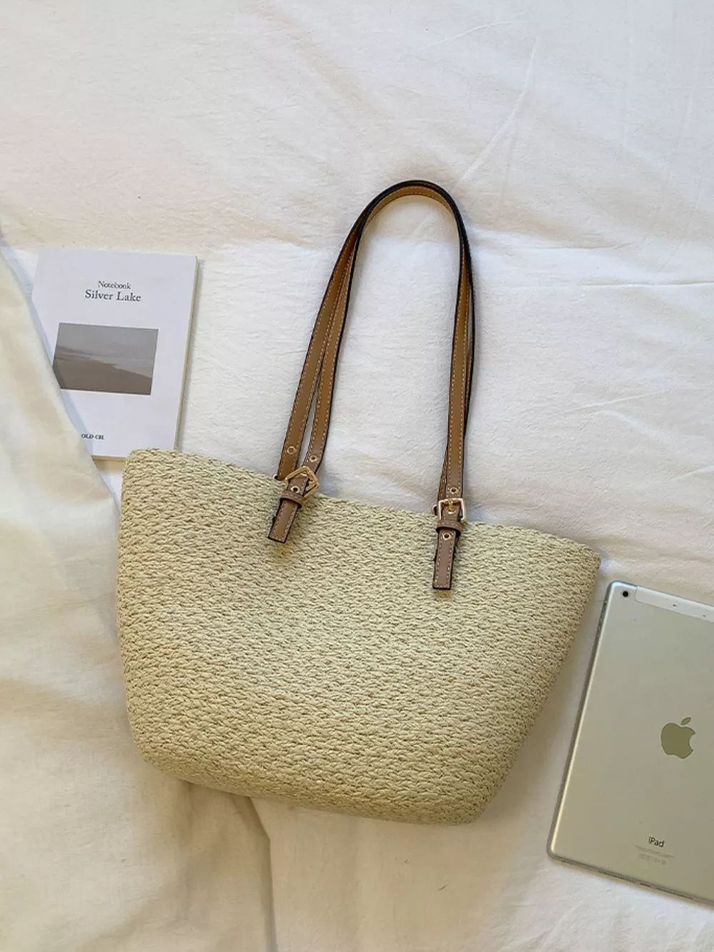 Straw Woven Tote Shoulder Bag, image 6