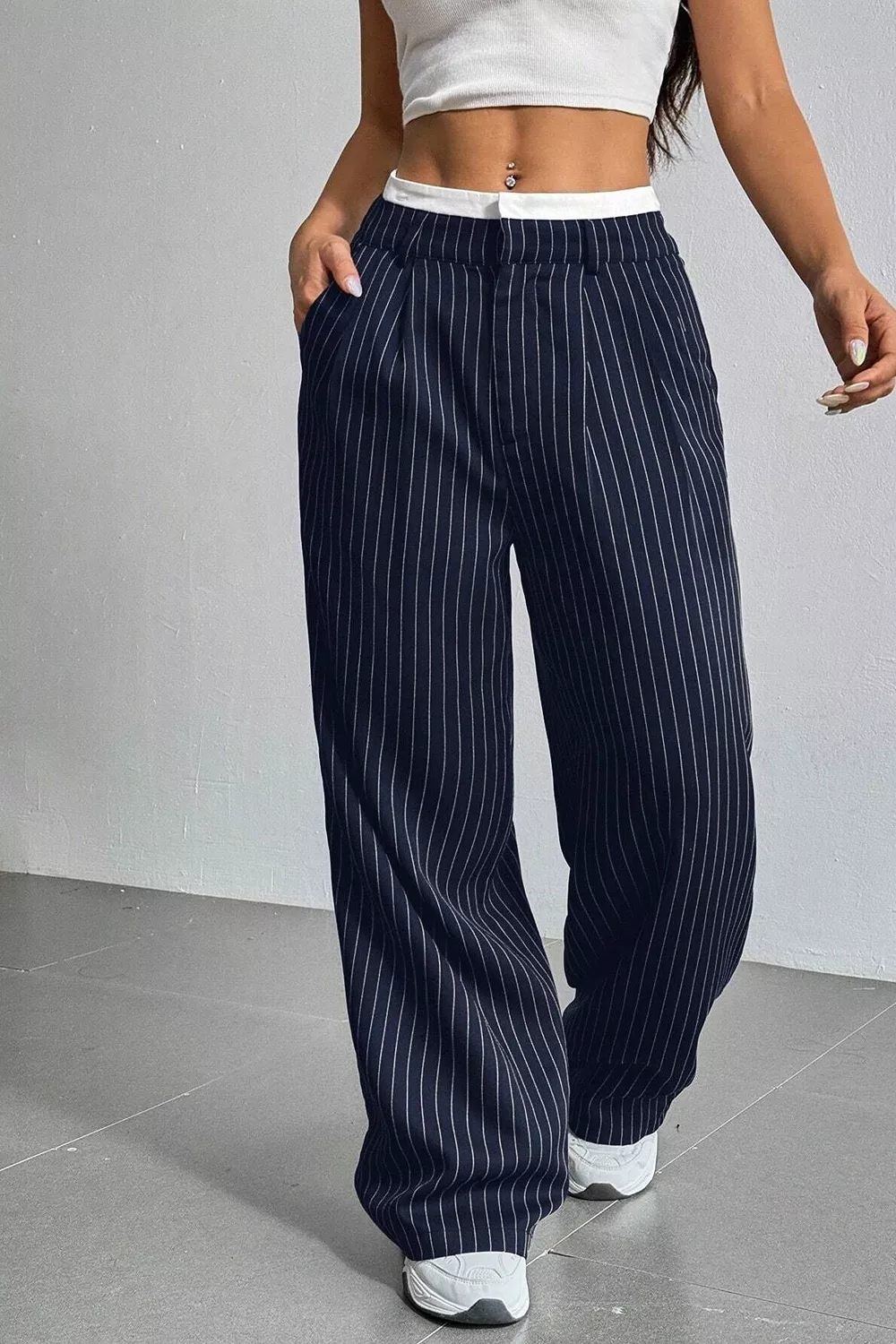 High-Waisted Pinstripe Wide-Leg Pants, image 18