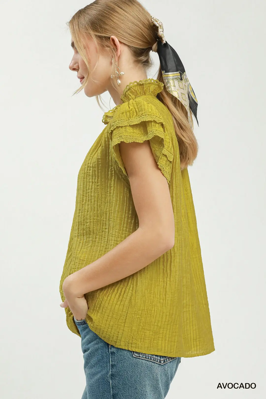 Lace Trim Ruffle Top, image 2