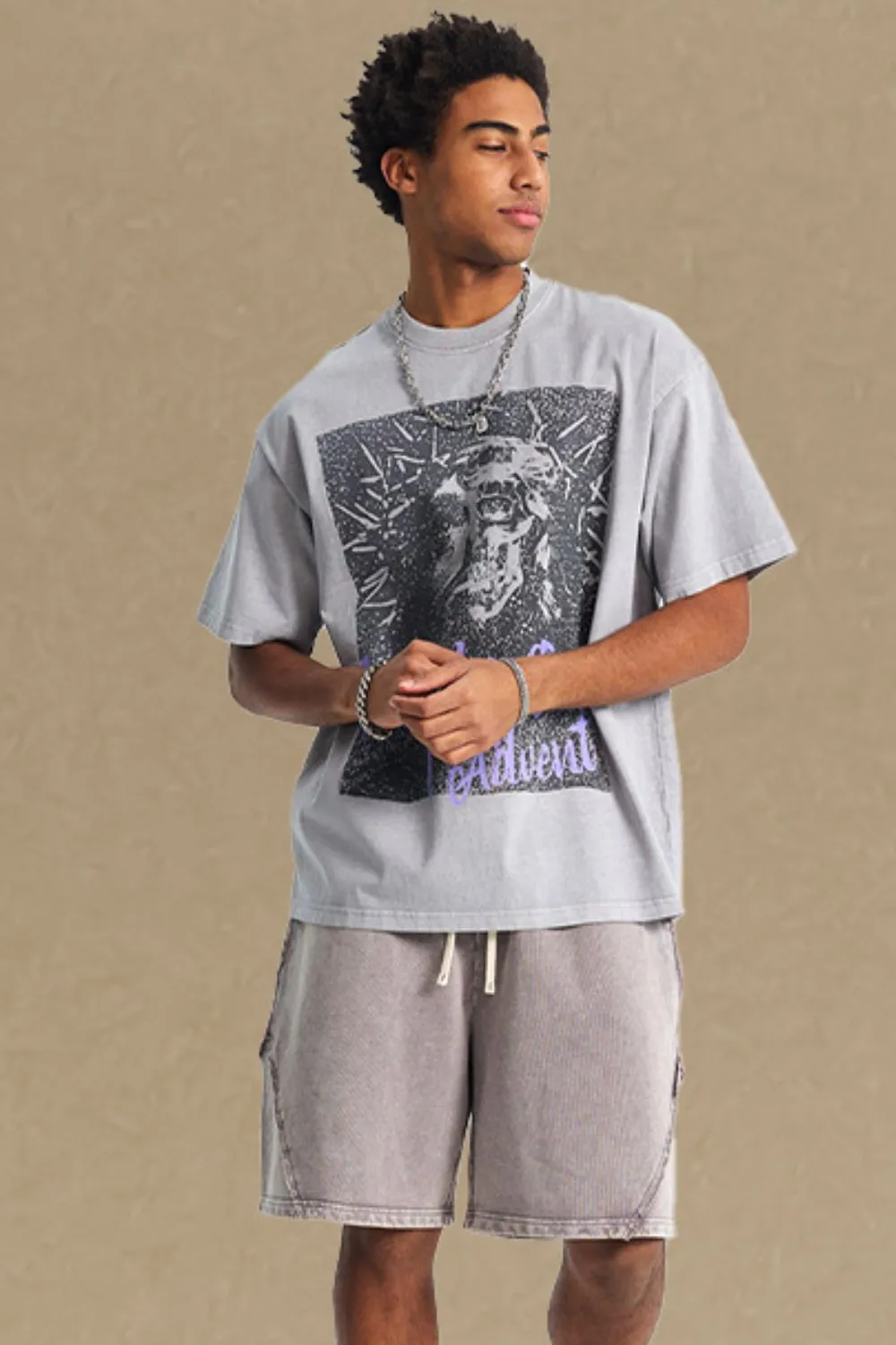 Men's Graphic Round Neck Short Sleeve T-Shirt