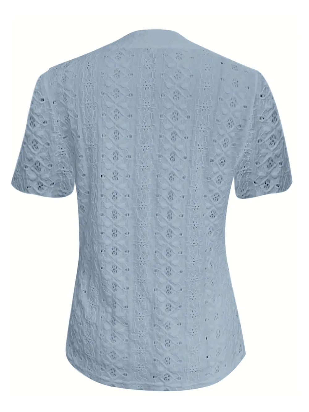 Openwork Notched Short Sleeve Top, image 13