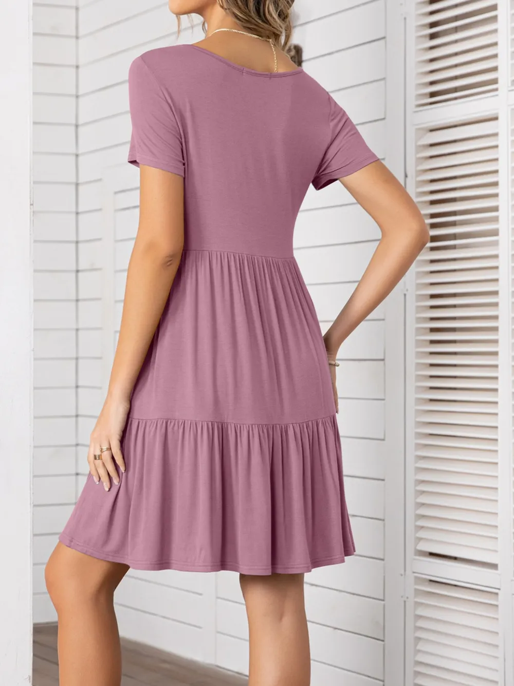 Round Neck Short Sleeve Mini Tee Dress, image 13