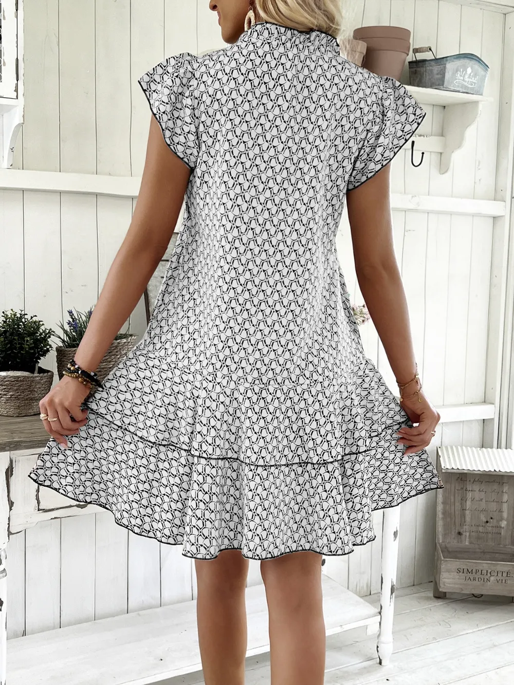 Full Size Ruffled Layered Printed Mini Dress Plus Size, image 3
