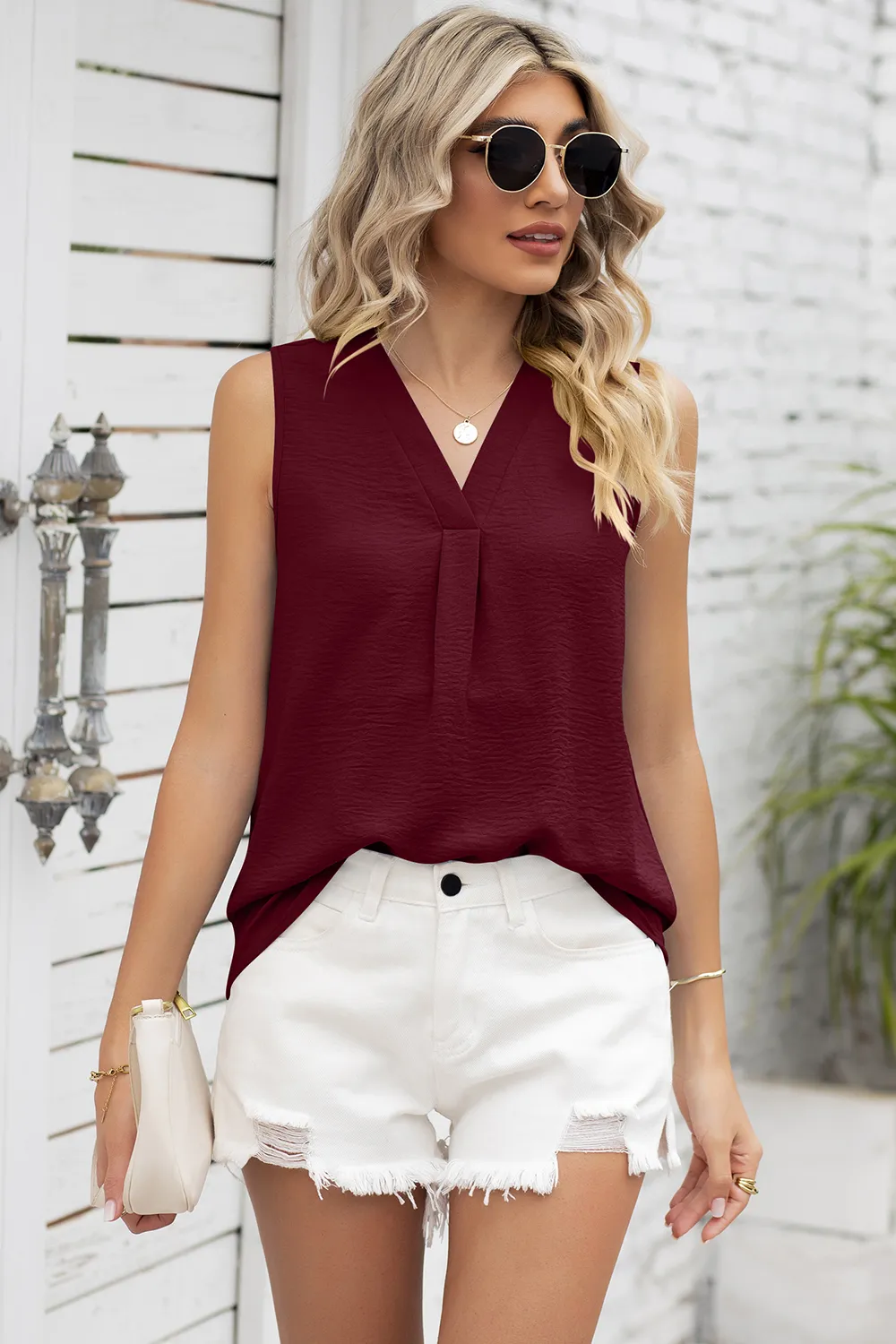 Texture V-Neck Sleeveless Top, image 10