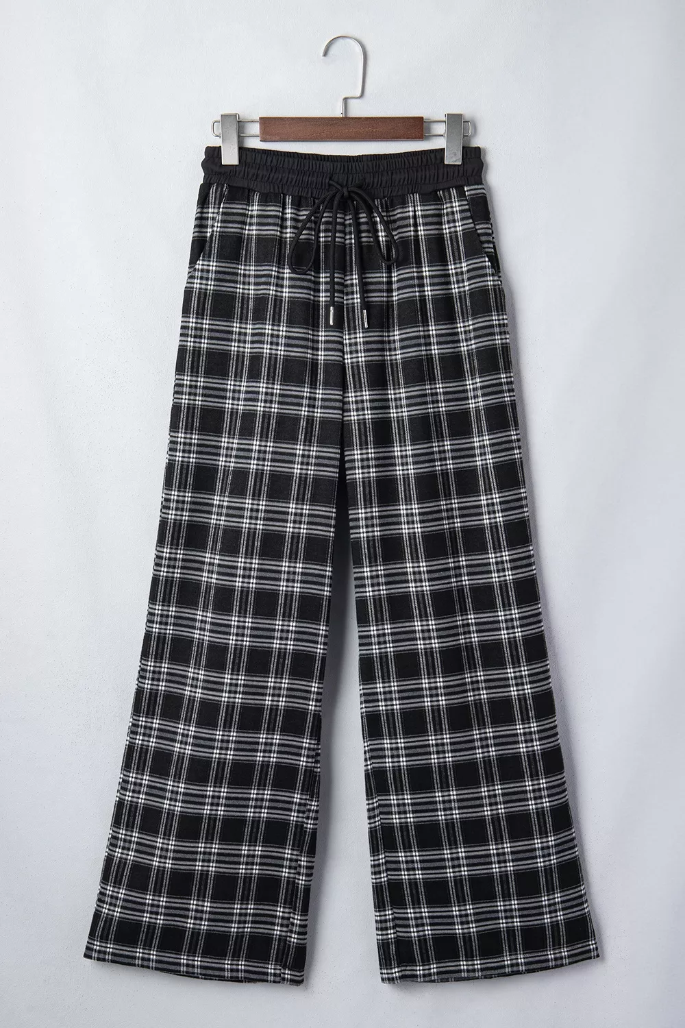 Plaid Wide-Leg Drawstring Pants, image 8