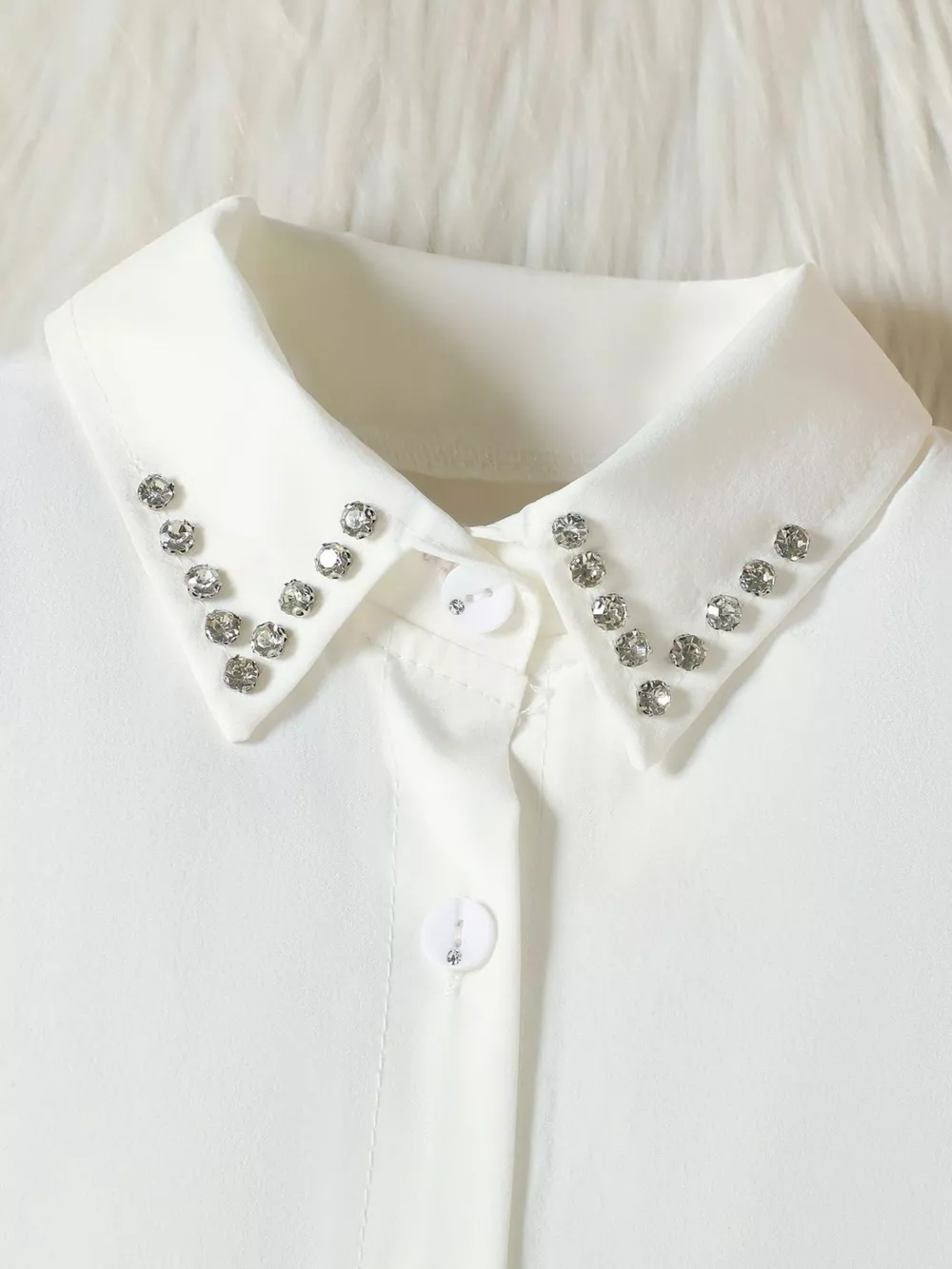 Children’s Rhinestone Collar Blouse & Heart Buckle Skirt Set, image 3