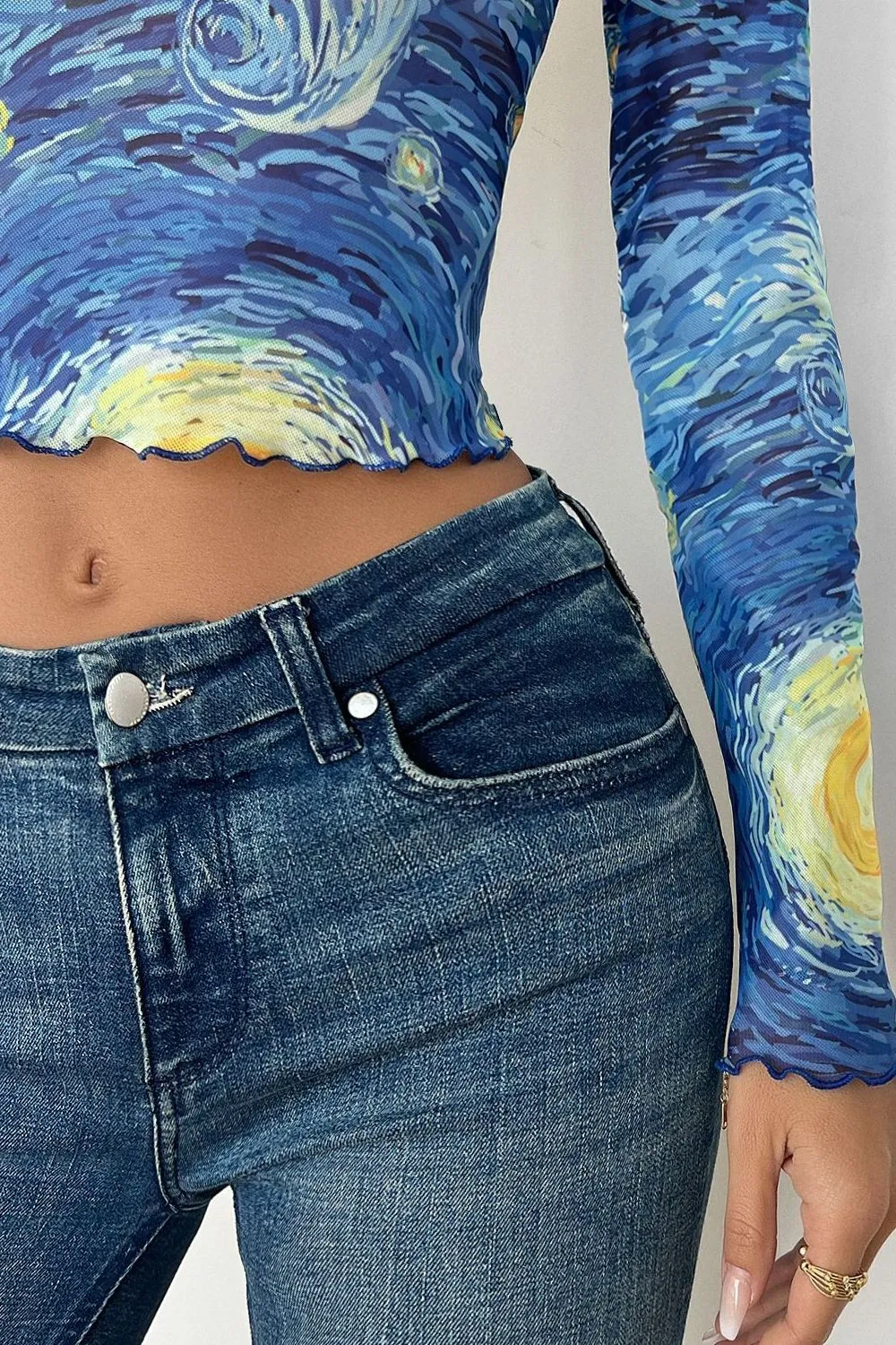 Starry Sky Cropped Mesh T-Shirt, image 3