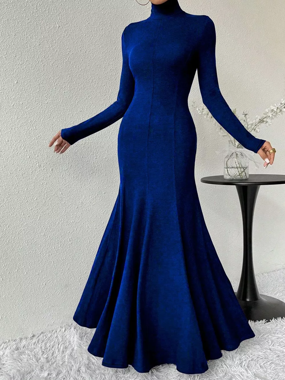 Turtleneck Long Sleeve Maxi Mermaid Dress, image 9