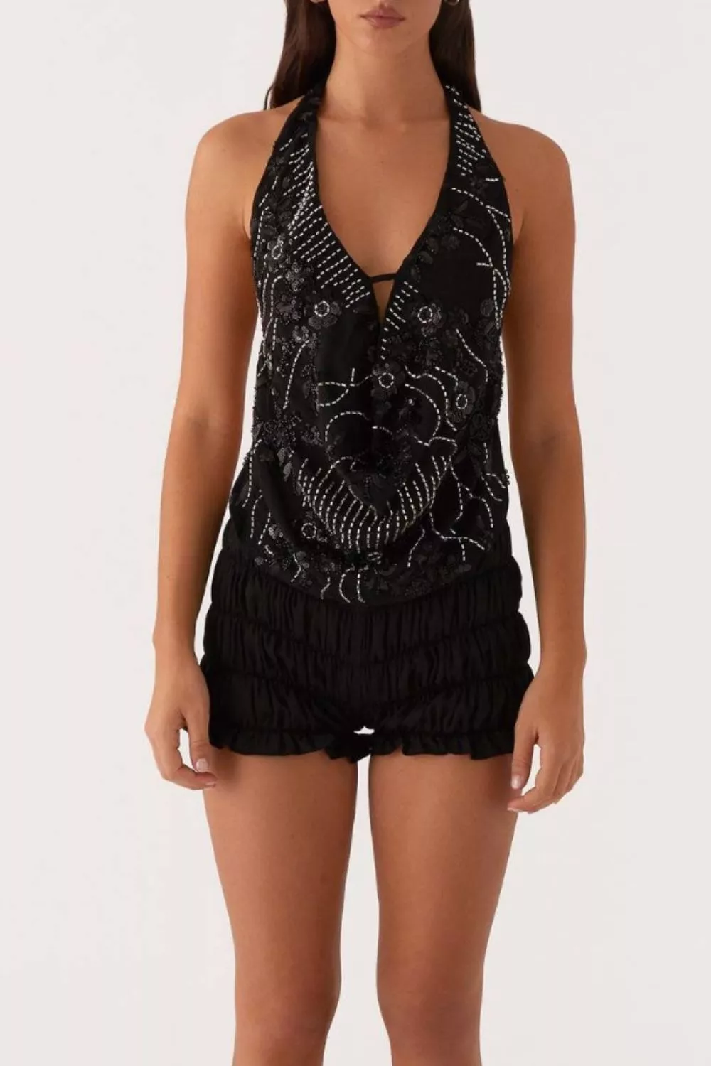 Bead Embellished Halter Neck Tank, image 4