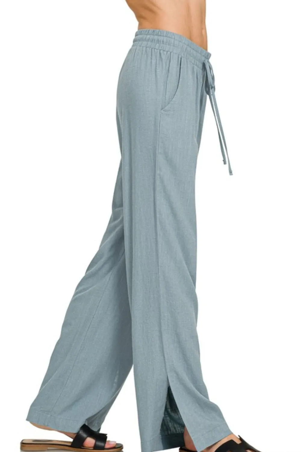 Linen Drawstring Pants, image 2