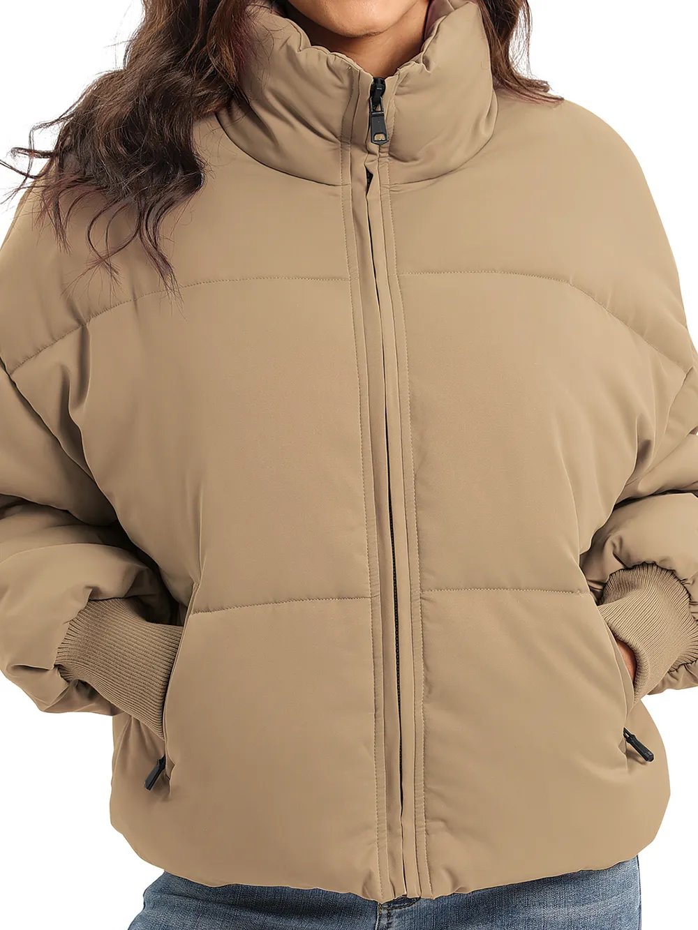 Zip Up Turtleneck Long Sleeve Puffer Jacket, image 13
