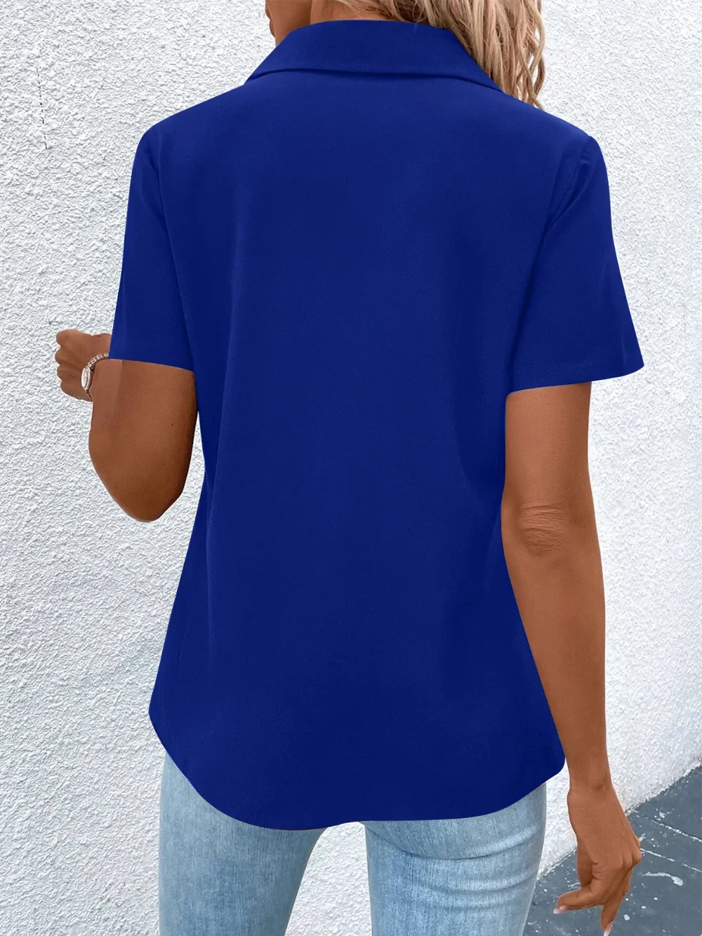 Zip Collar Short Sleeve Top, image 7