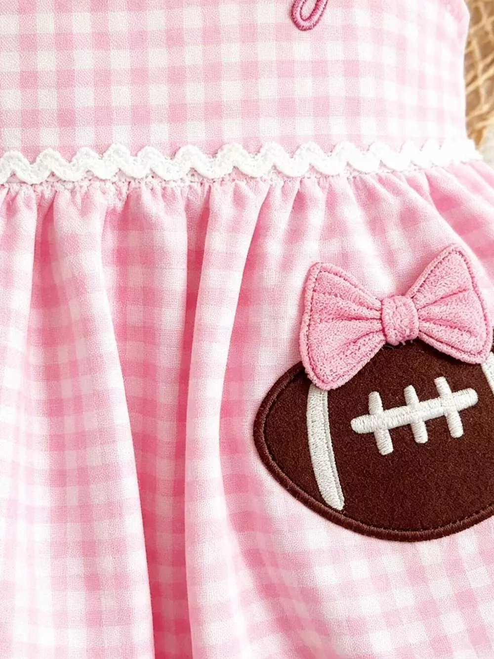 Children's Game Day Football Gingham Top and Shorts Set, image 5
