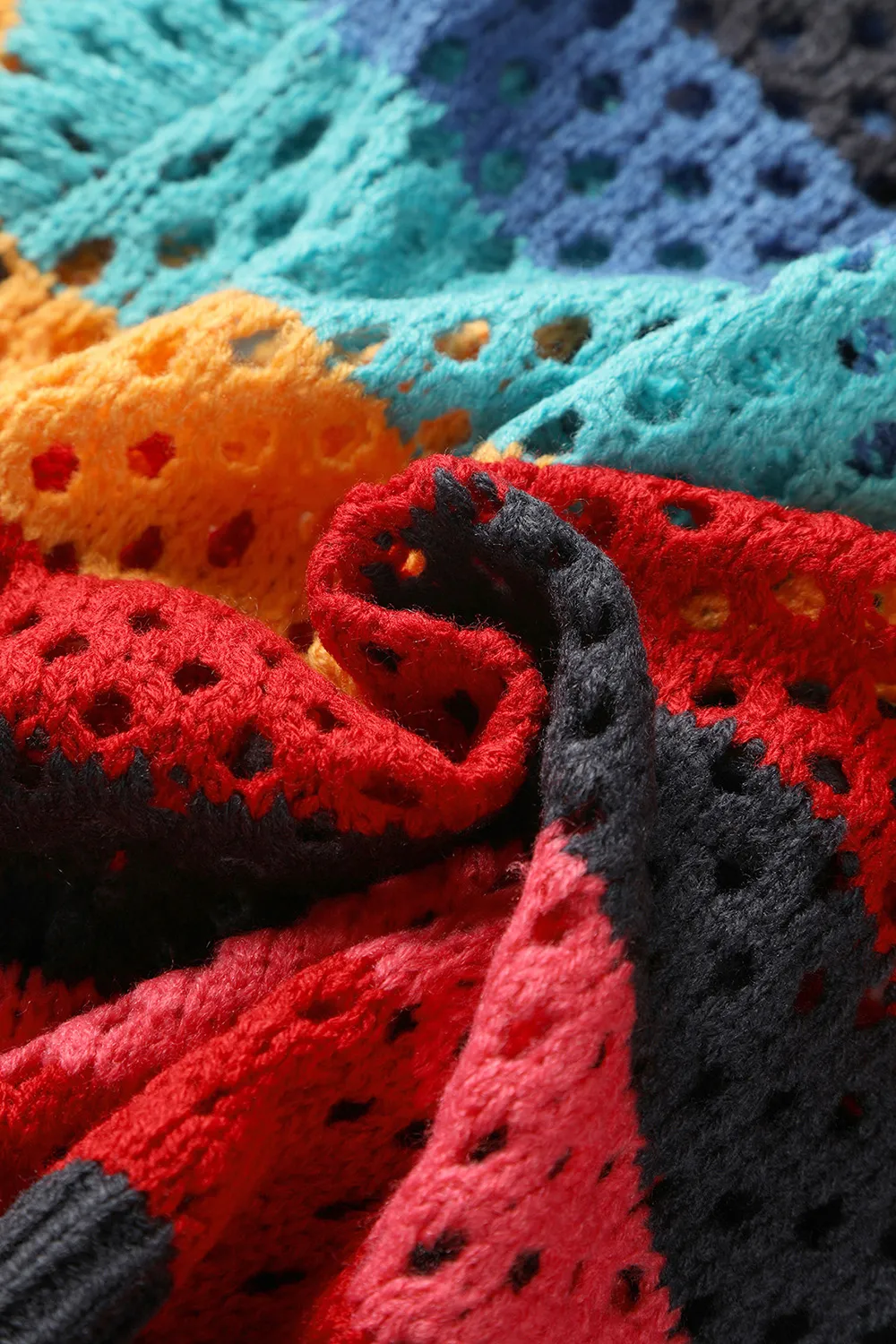 Openwork Color Block Tied Cardigan, image 5