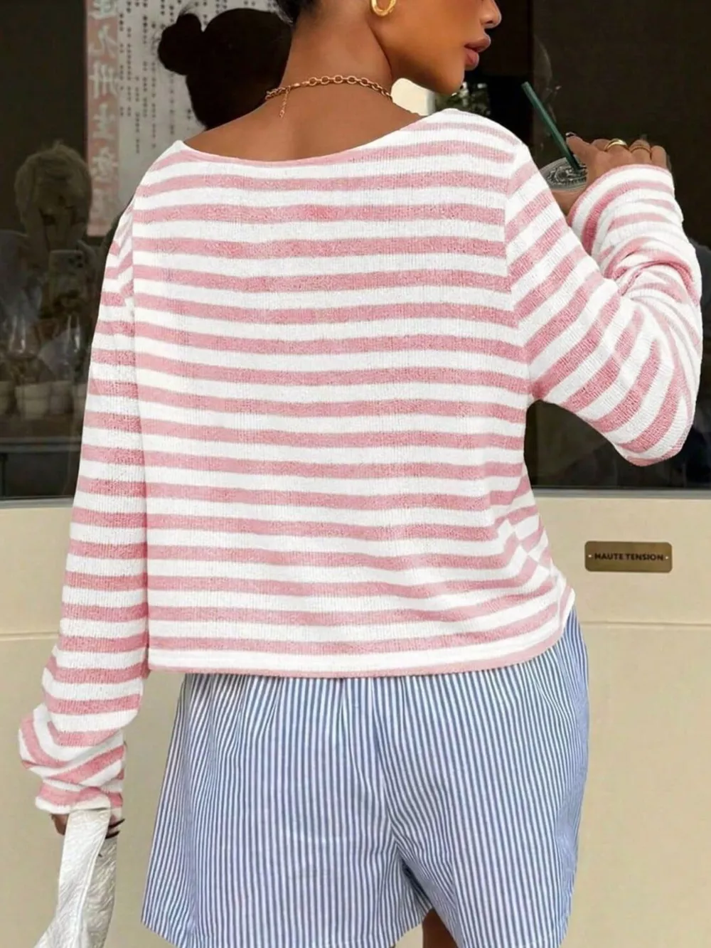 Striped Boat Neck T-Shirt, image 11