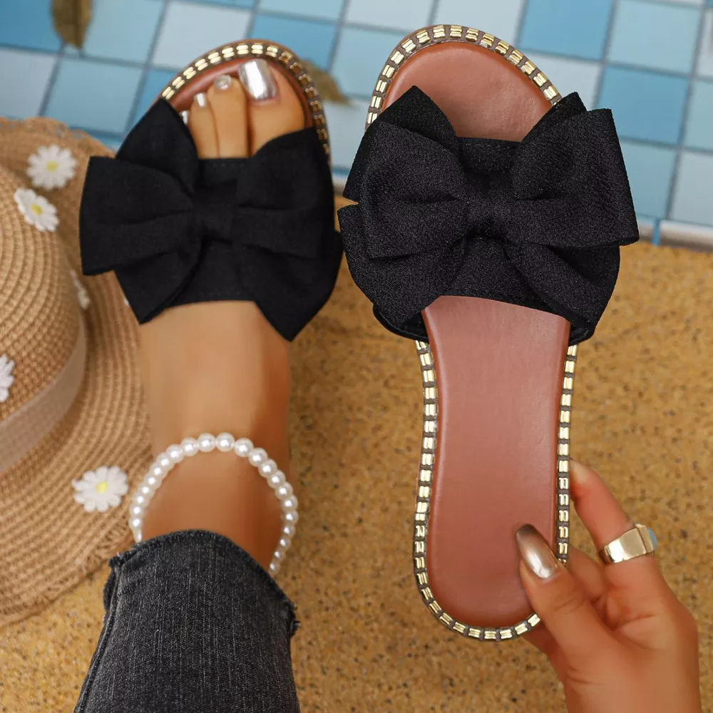 Bowknot Embellished Flat Sandals, image 6