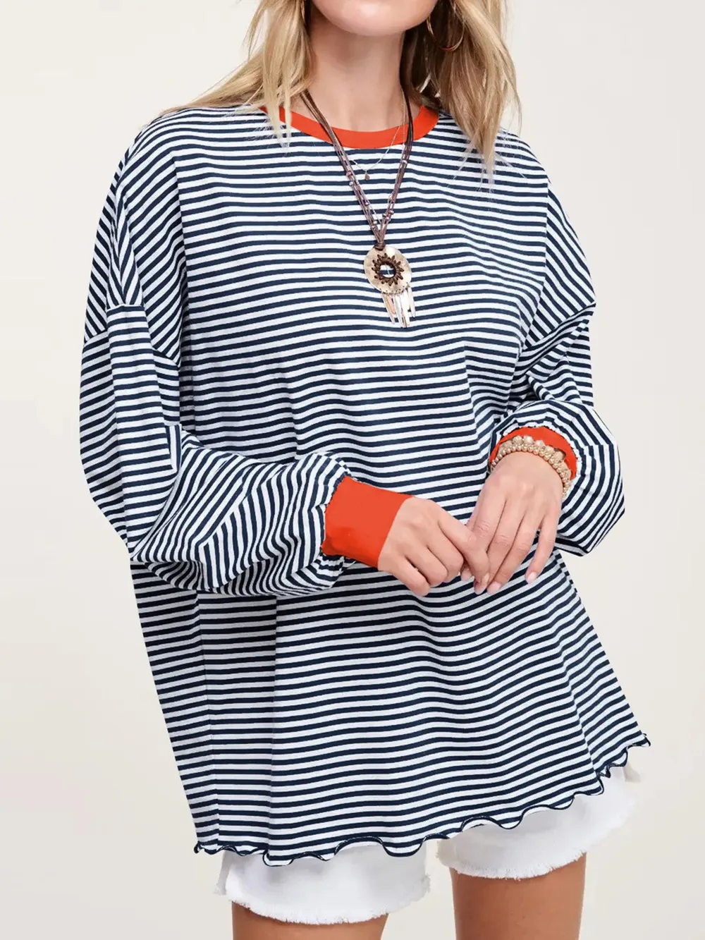 Contrast Striped Long Sleeve Sweatshirt, image 5