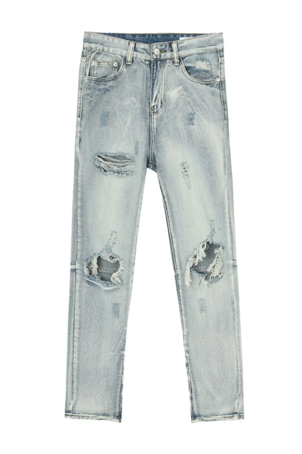 Pocketed Distressed Jeans with Side Zip, image 6