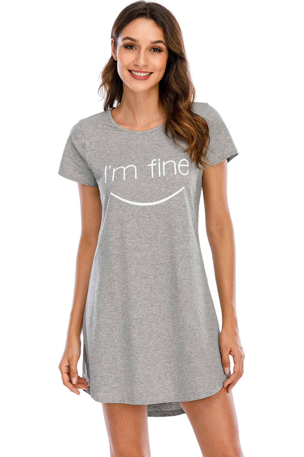 Graphic Round Neck Short Sleeve Lounge Dress, image 4
