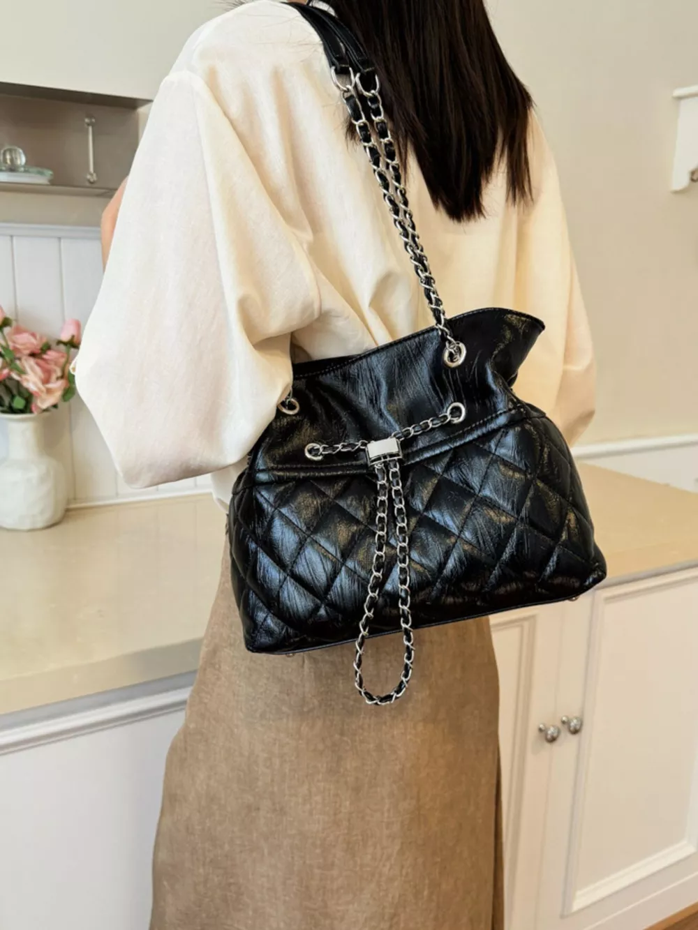 Quilted Chain Shoulder Bag, image 7