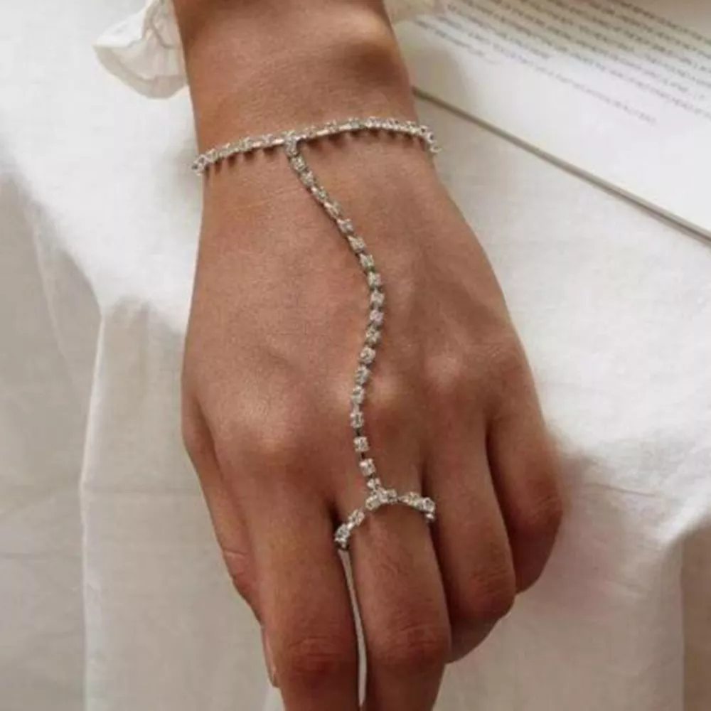 Alloy Rhinestone Bracelet with Ring, image 6