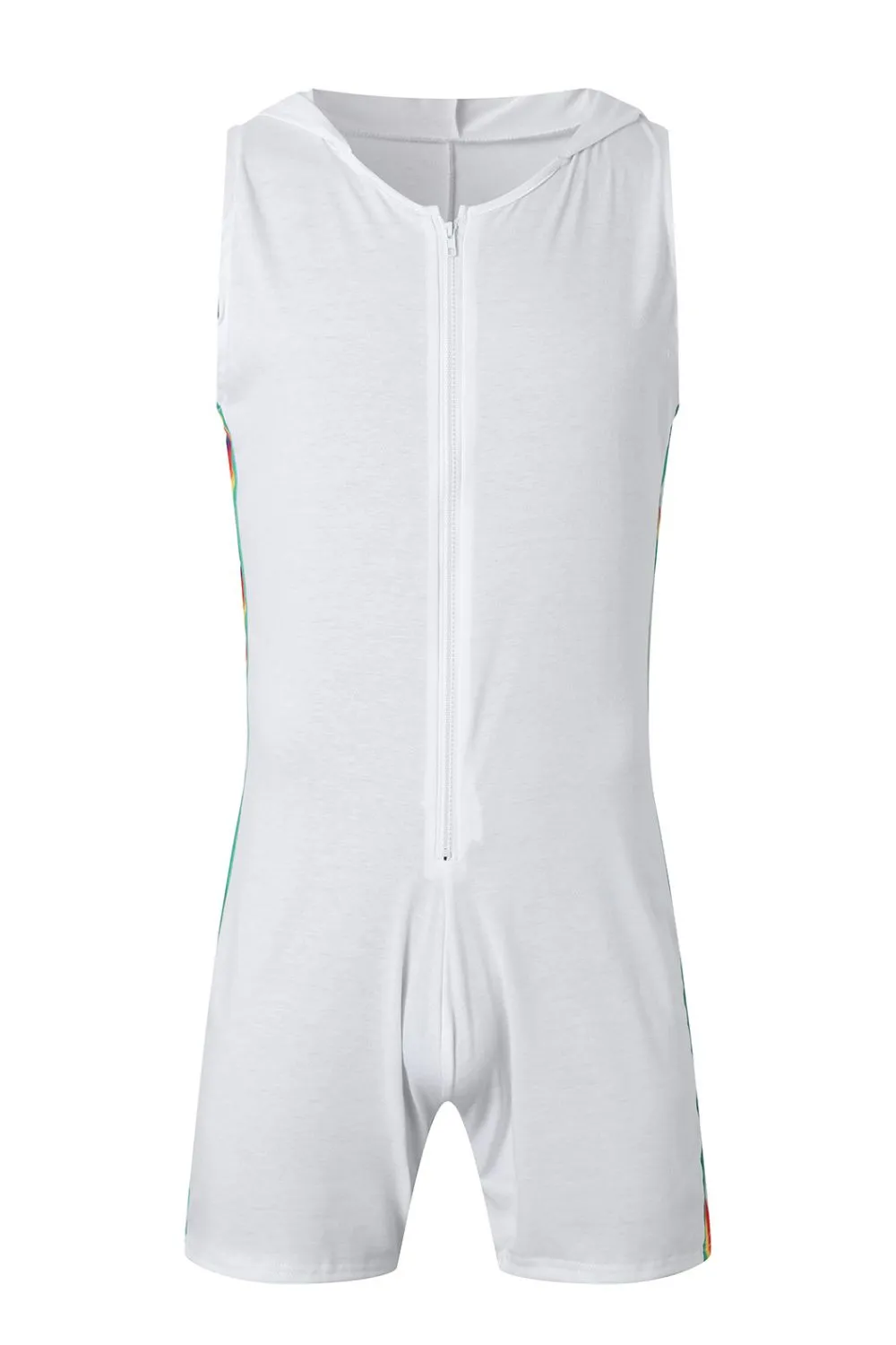 Men's Full Size Contrast Zip Front Sleeveless Active Romper Plus Size, image 6