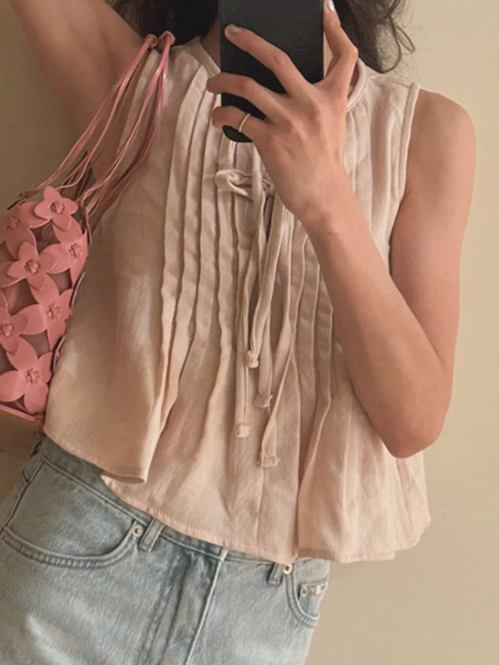 Tie-Front Sleeveless Summer Blouse, image 7