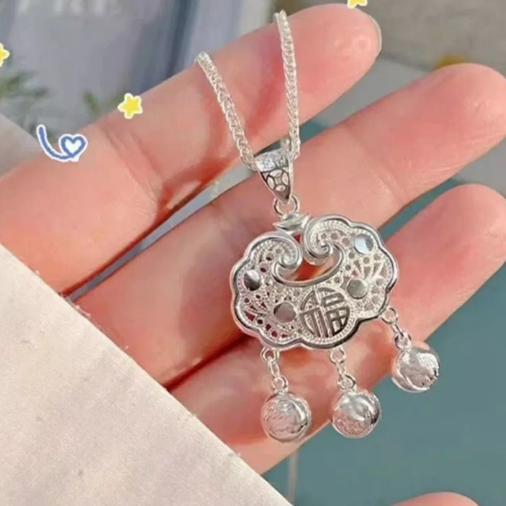 925 Sterling Silver Lock Pendant Necklace, image 4