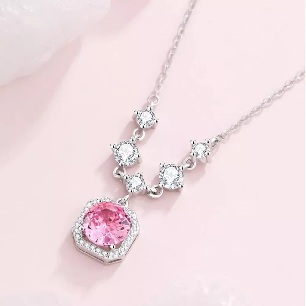 925 Sterling Silver Zircon Pendant Necklace, image 2