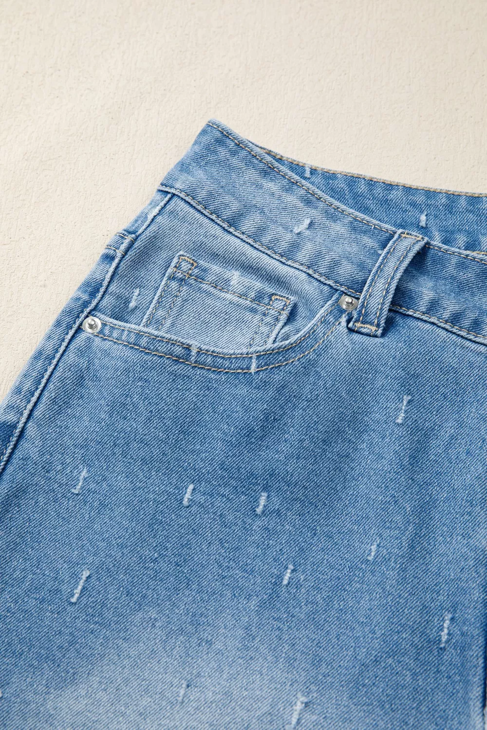 Distressed Detail Tummy Control Raw Hem Jeans, image 9