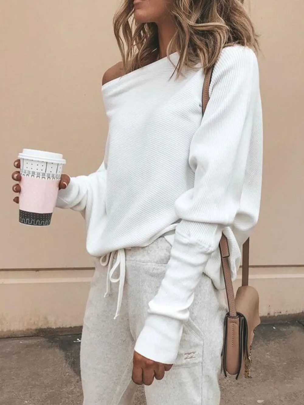 Single Shoulder Ribbed Knit Top, image 3