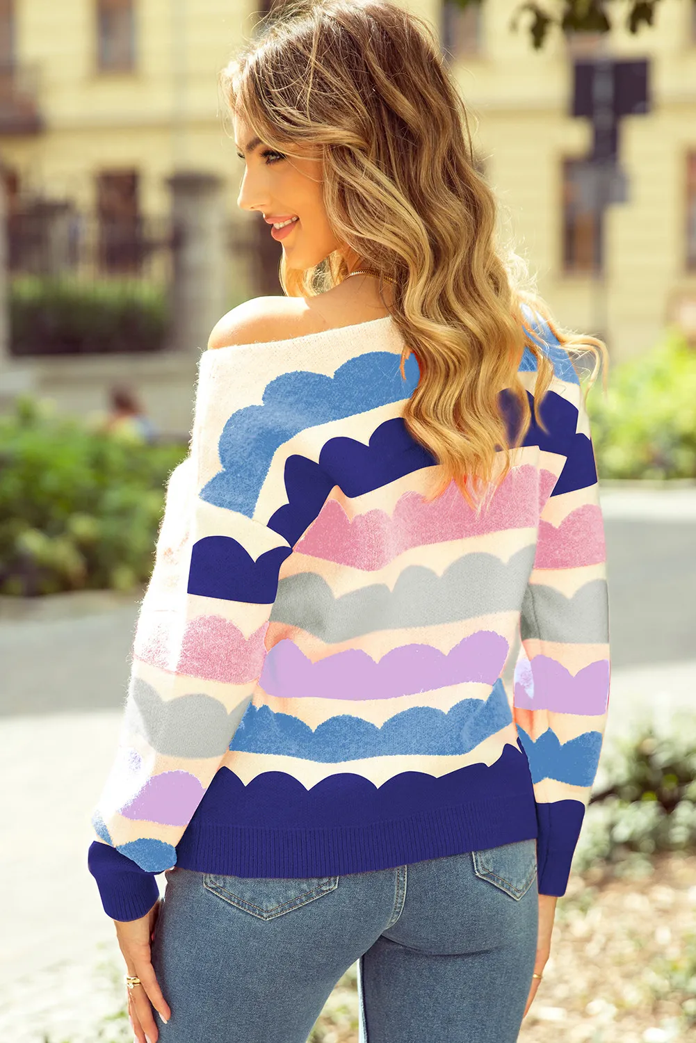 Boat Neck Long Sleeve Sweater, image 5