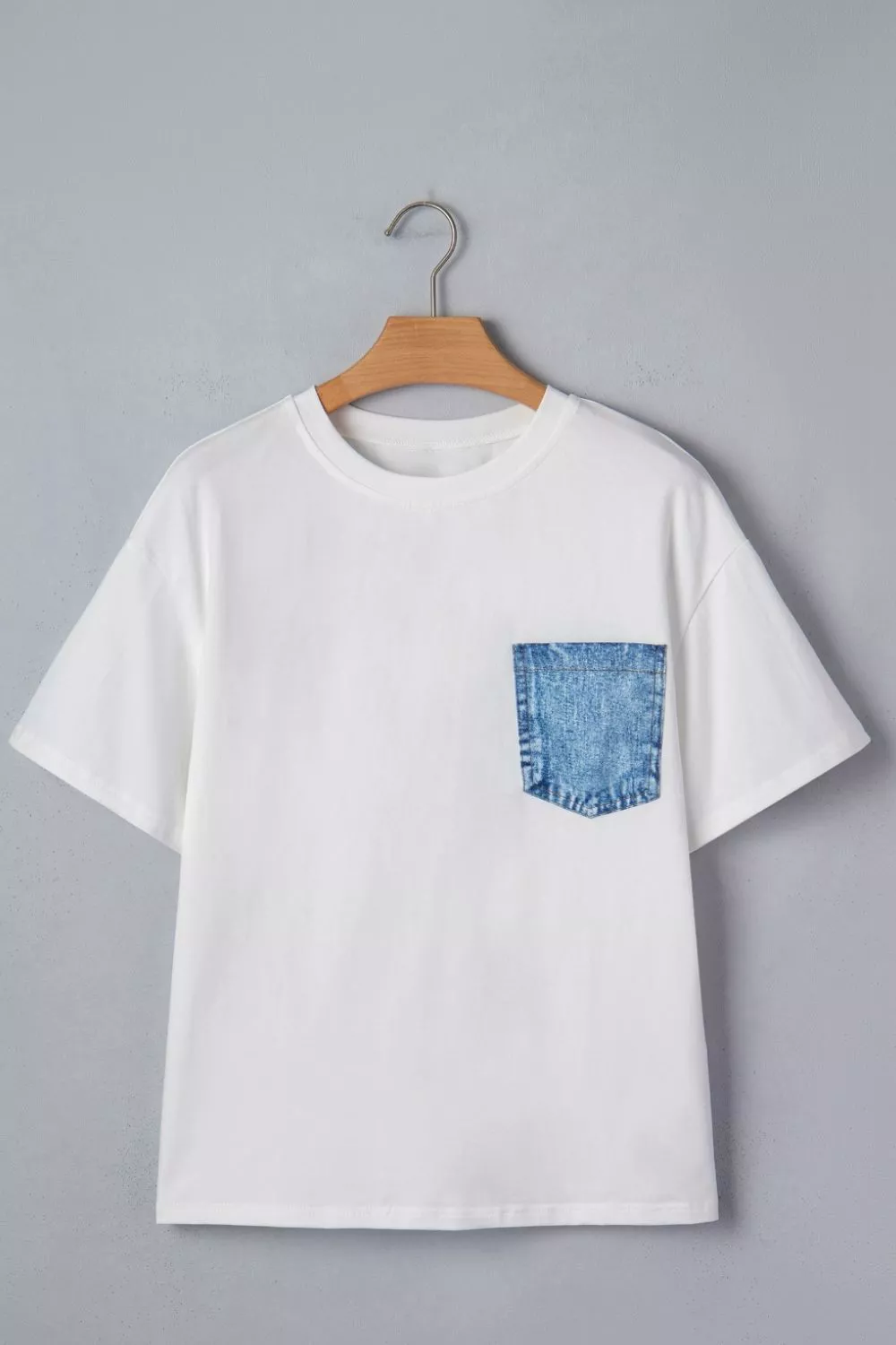 Color Block Chest Pocket Patched Casual Short Sleeve Top, image 7