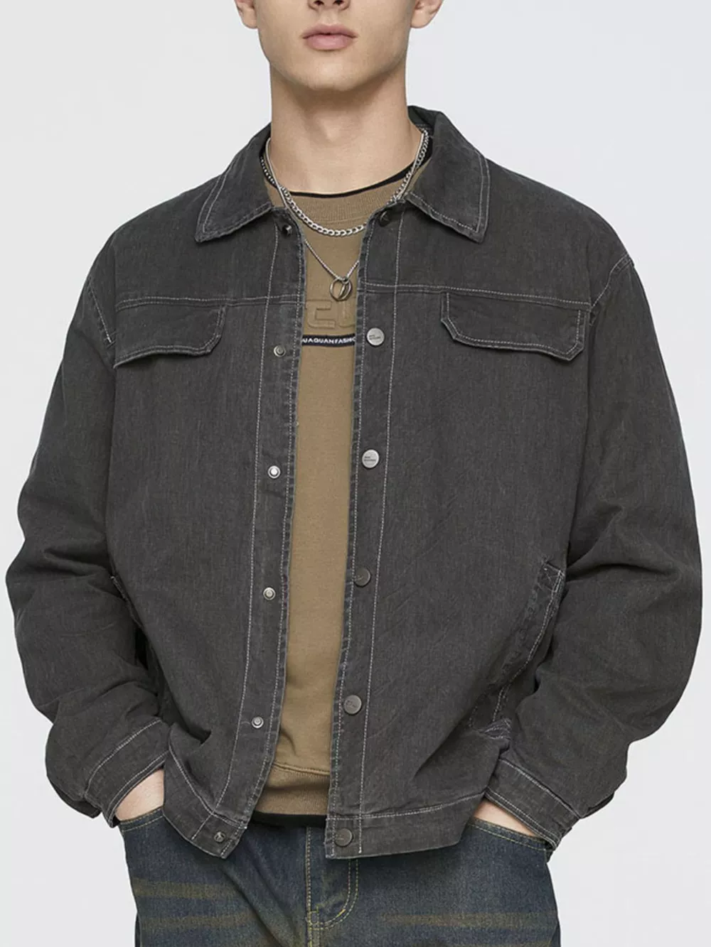 Men's Plus Size Button Up Long Sleeve Jacket, image 7