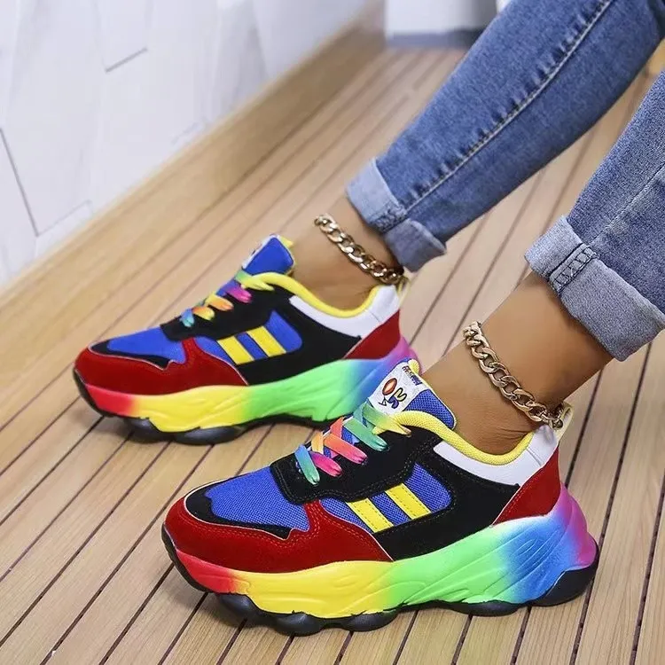 Lace-Up Mesh Round Toe Platform Sneakers, image 4