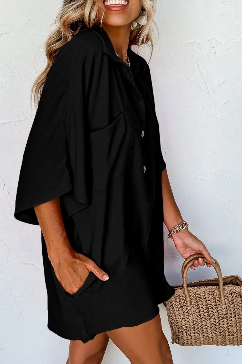 Half Button Collared Neck Romper, image 8
