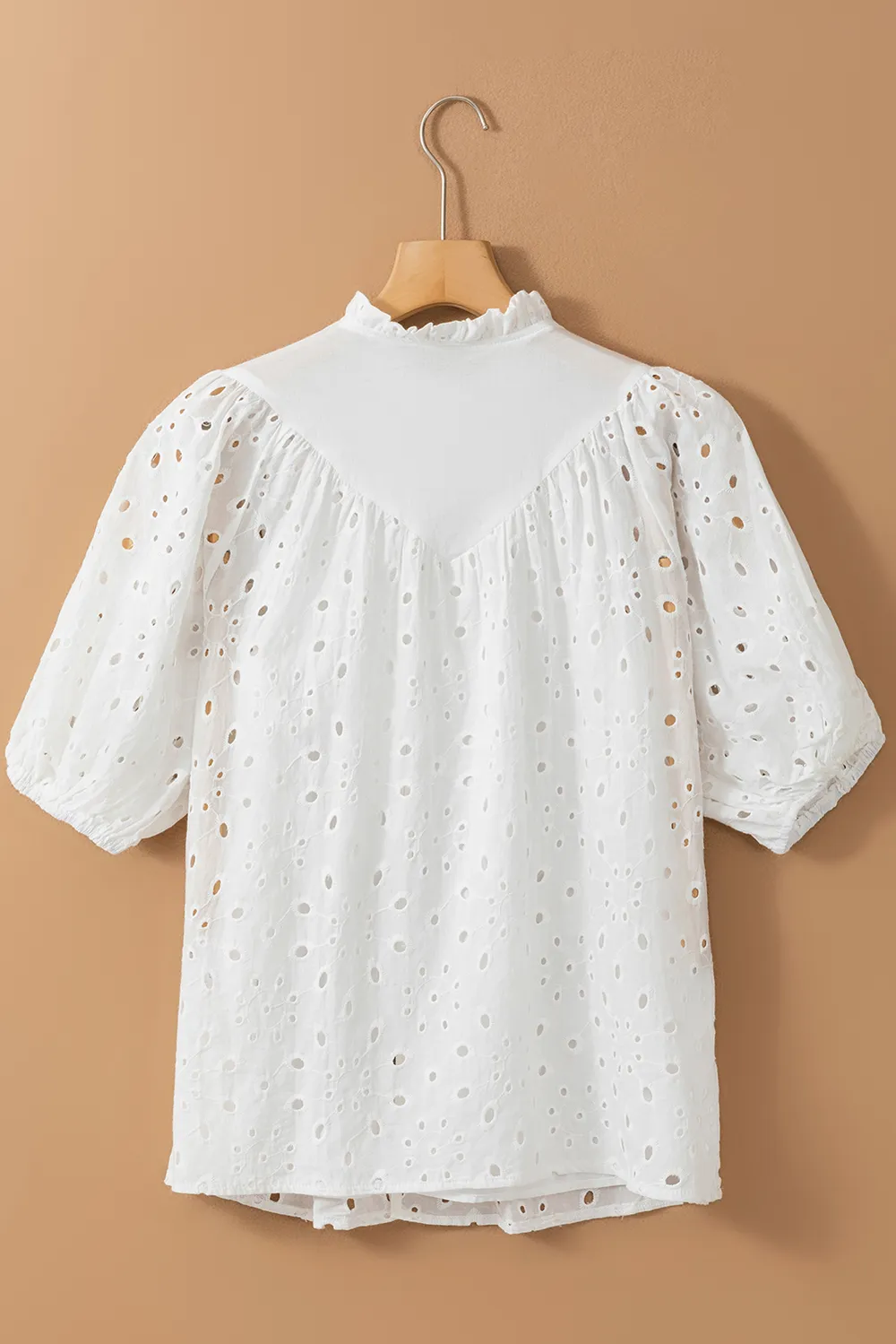 Eyelet Button Up Half Sleeve Blouse, image 3