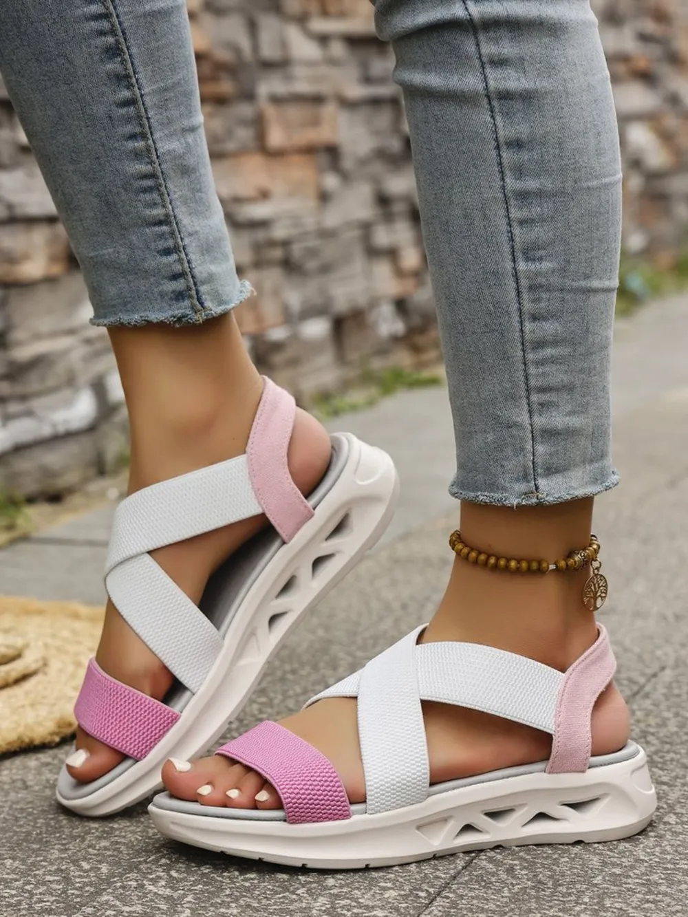 Crisscross Open Toe Platform Sandals, image 9