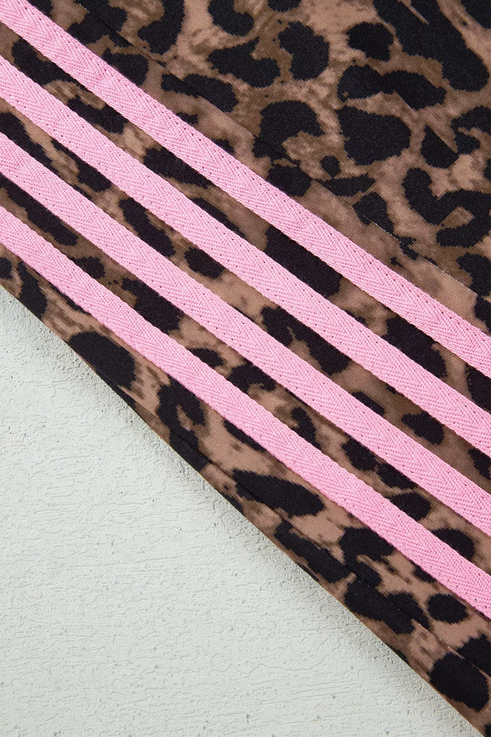 Leopard Print Contrast Striped Detail Long Sleeve Top Pant Set, image 15