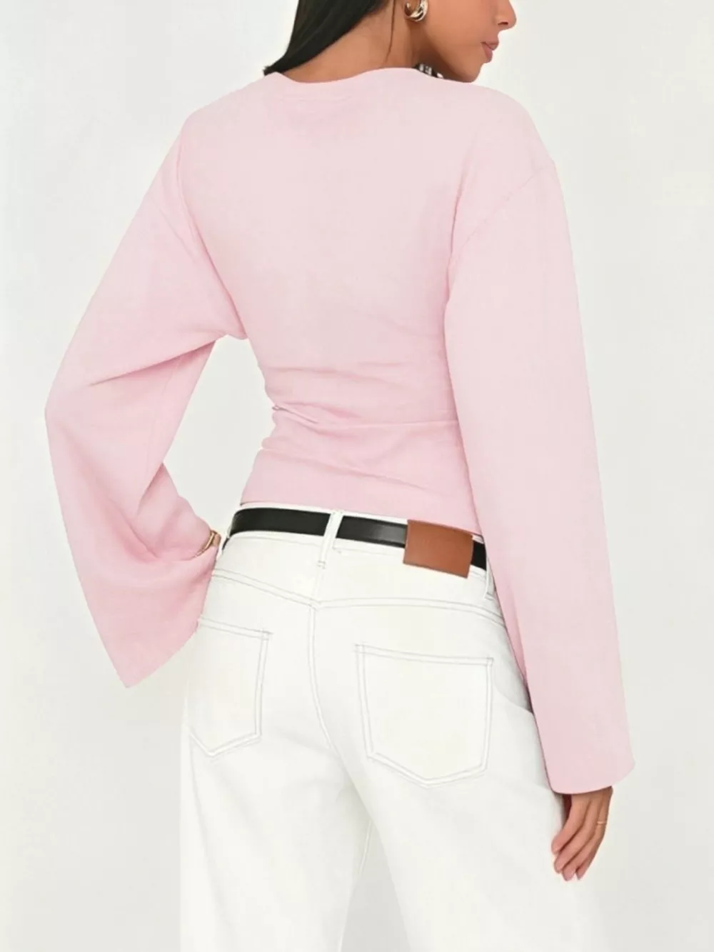 V-Neck Flare Sleeve Blouse, image 5