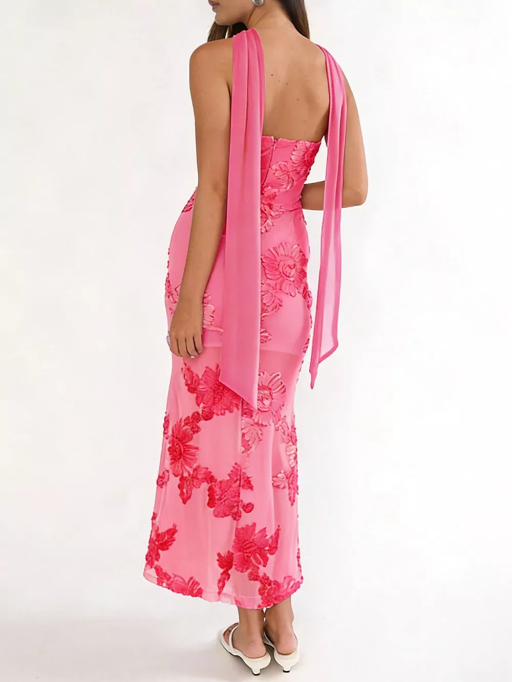 Floral Tube Dress with Scarf, image 3