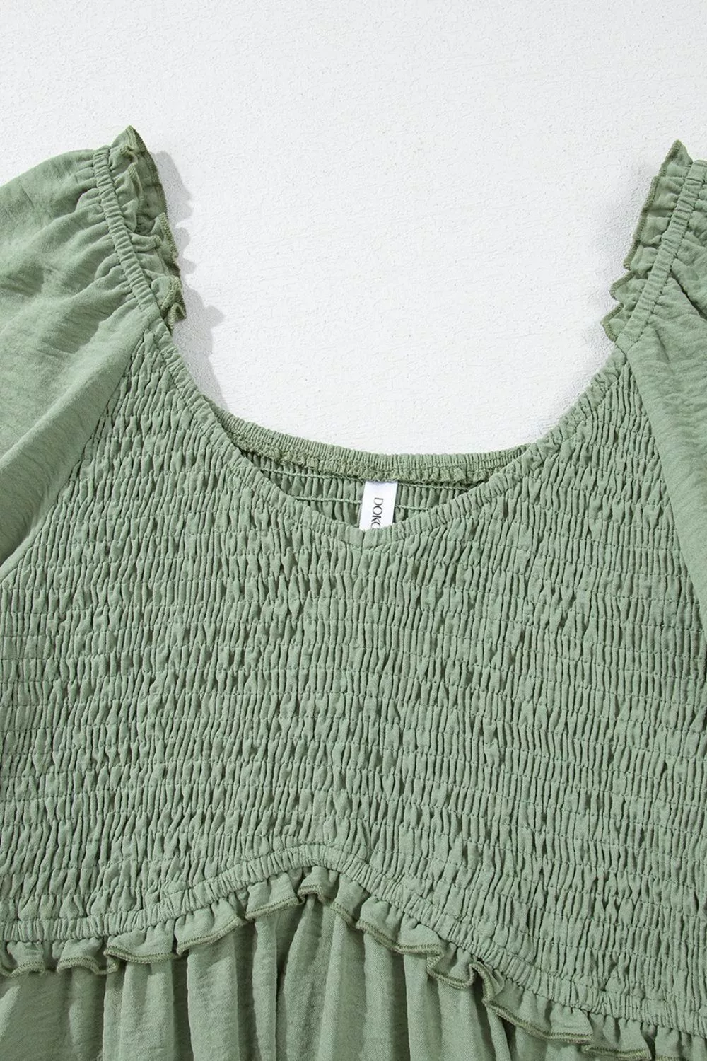 Short Sleeve Shirred Waist V-Neck Textured Mini Dress, image 14