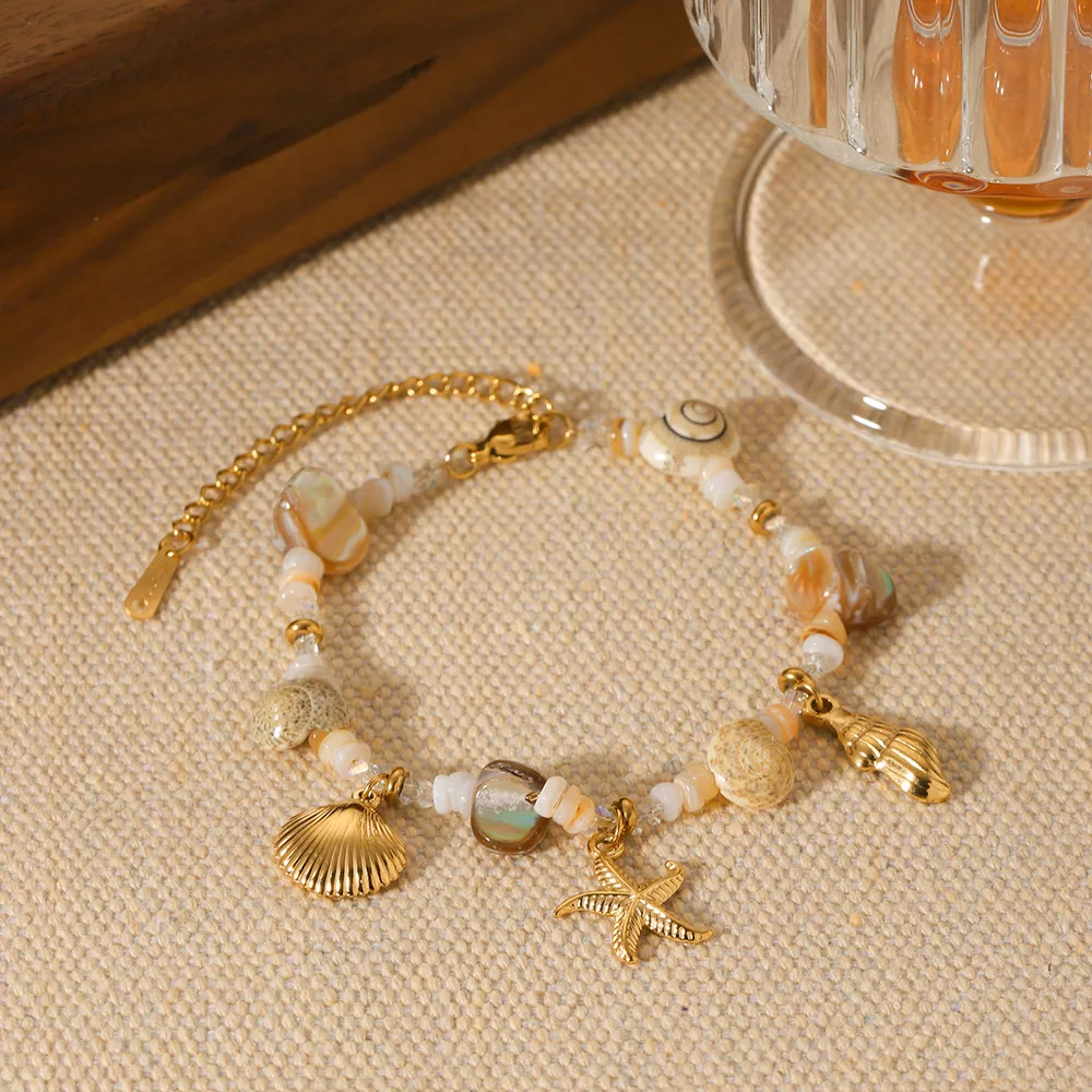 18K Gold-Plated Shell Charm Bracelet